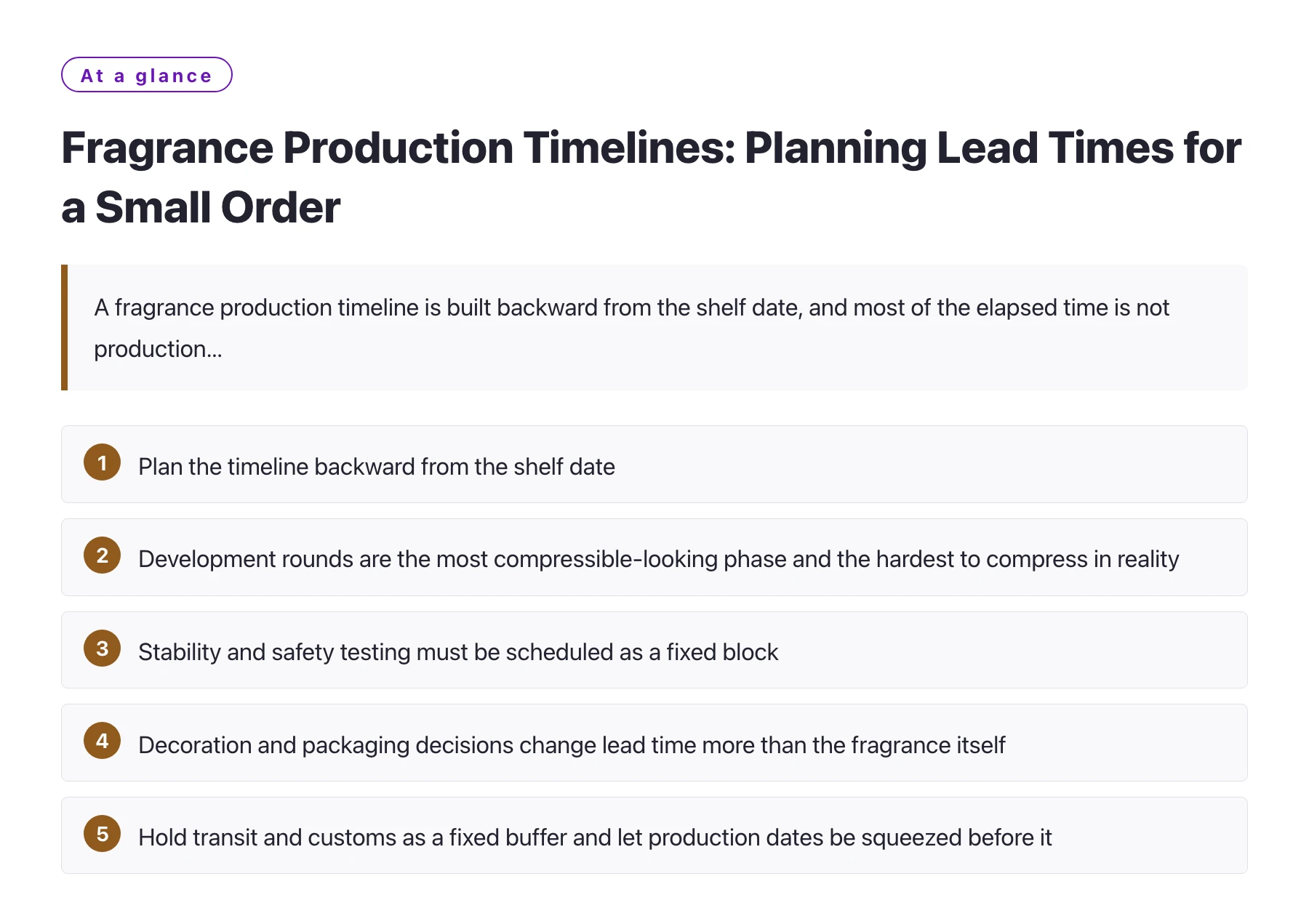 Fragrance Production Timelines: Planning Lead Times for a Small Order——全文要点速览