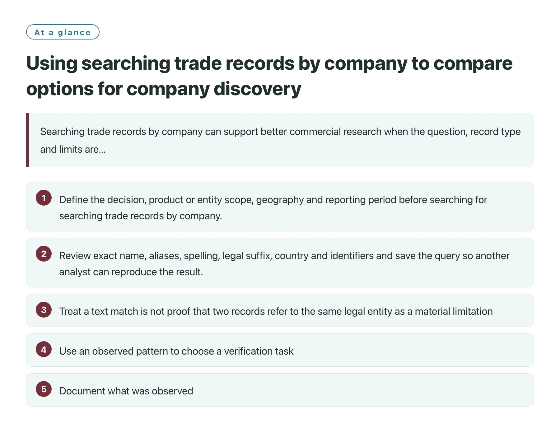 Using searching trade records by company to compare options for company discovery——全文要点速览